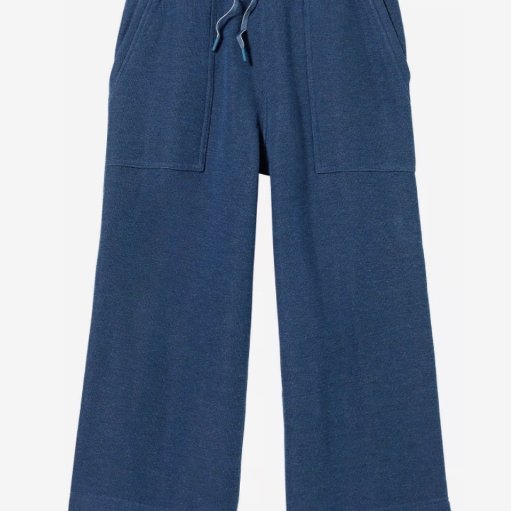 SMARTWOOL Recycled Terry Wide Leg Crop Pant - Women's Dark Denim / M